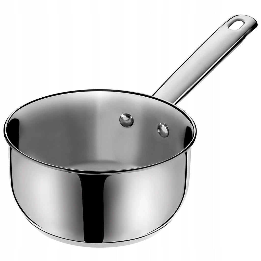 Pentola in acciaio inox KADAX da 1 litro, adatta a piani cottura a induzione e gas, con manico da 14 cm.