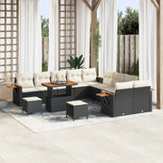 Set Divano da Giardino 17 pcs Nero e Crema polyrattan