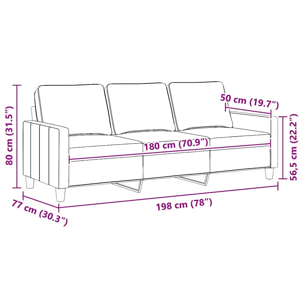 Divano | Divano da soggiorno | Sofa a 3 Posti Rosso Vino 180 cm in Tessuto