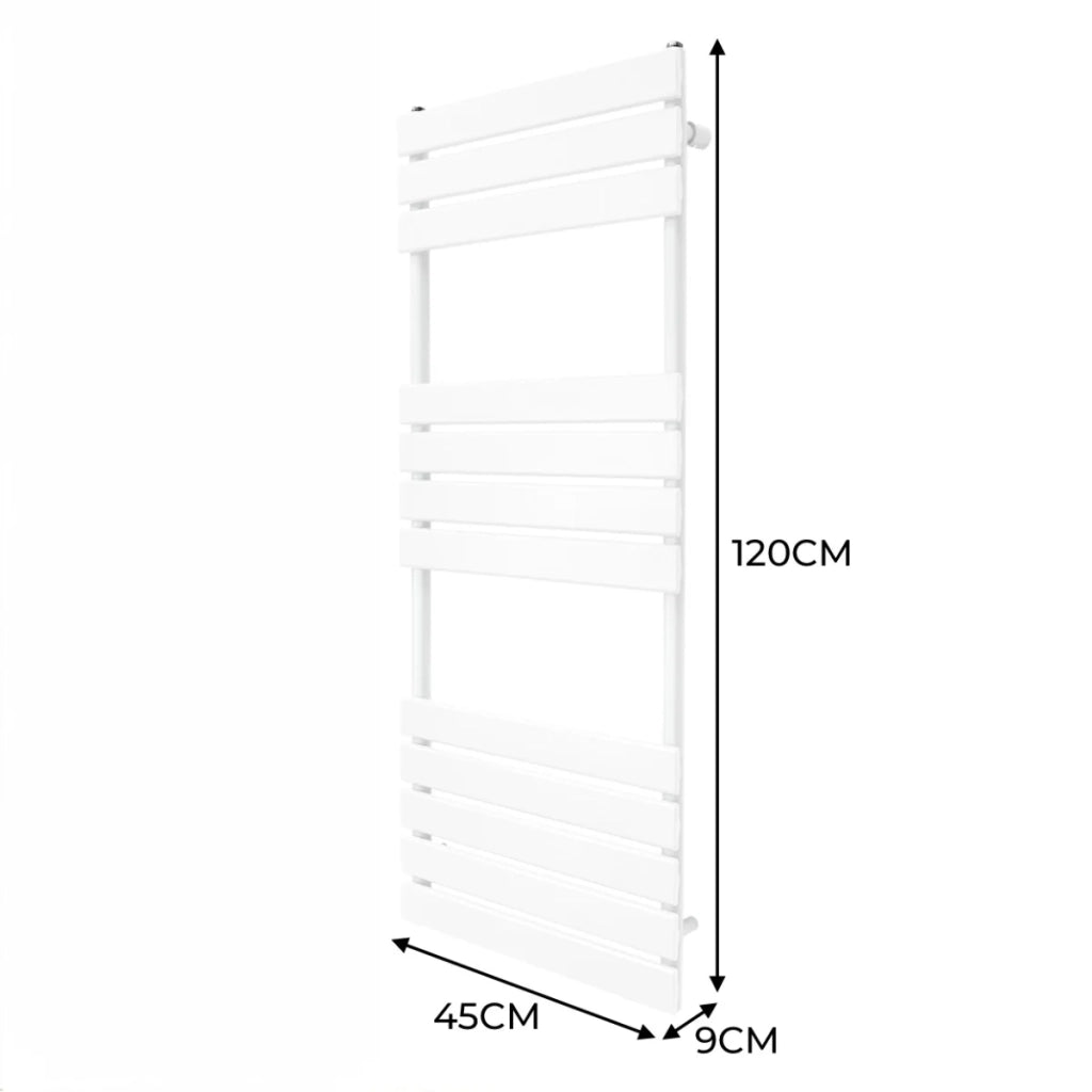 Radiatore per asciugamani design a pannello piatto 1200 x 450 mm per bagno ad incasso Bianco