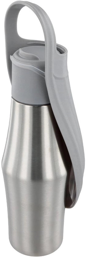 Ottima Sceglie - Fiaschetta Portatile per Cani - 750 ml, Imbustata, Inclusa Ciotola, Grigia