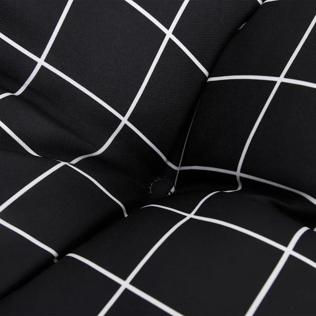 Cuscino Rotondo Nero Motivo a Quadri Ø 60x11cm Tessuto Oxford 361956