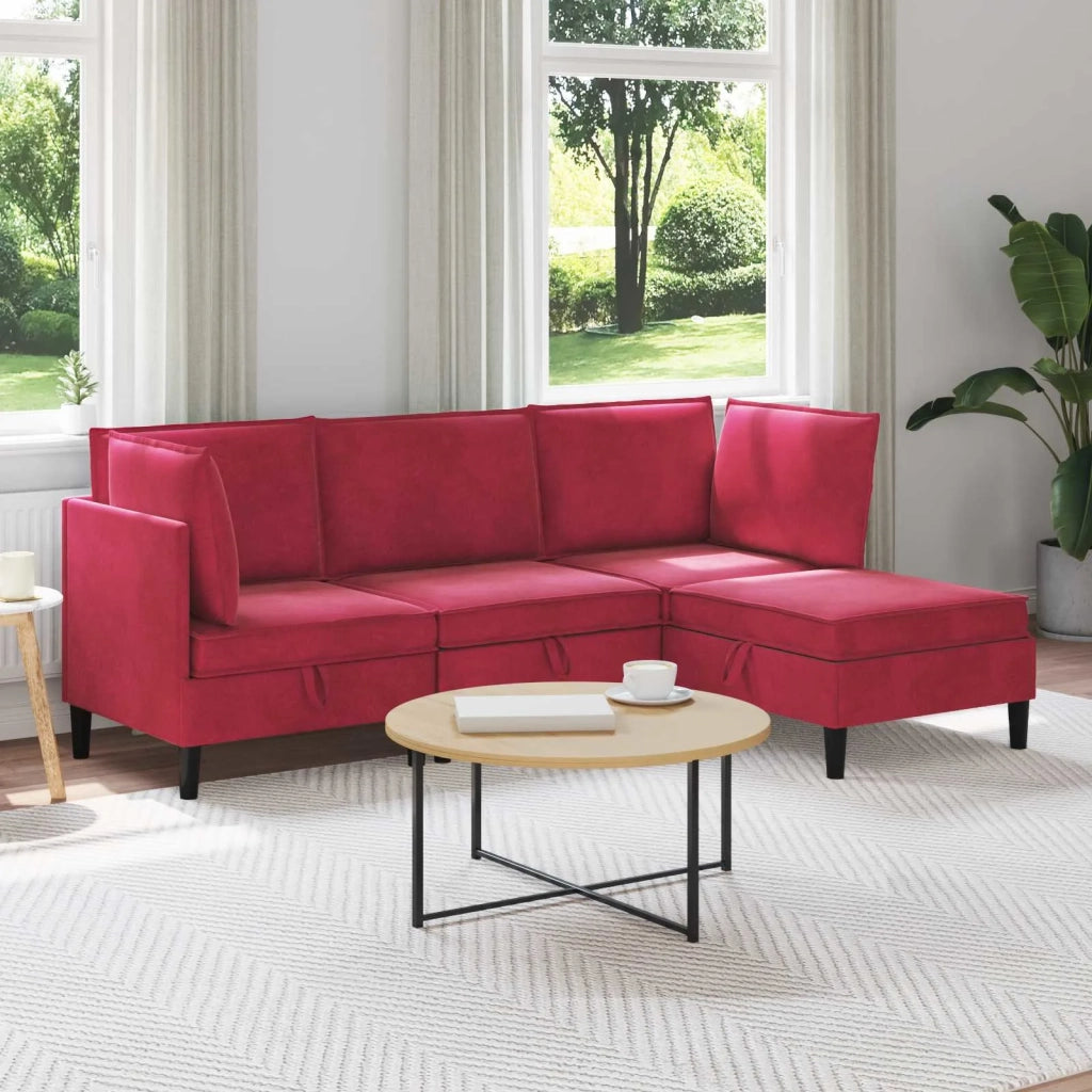 Set di mobili per il soggiorno 4 pcs Rosso Vino Velluto 3413750