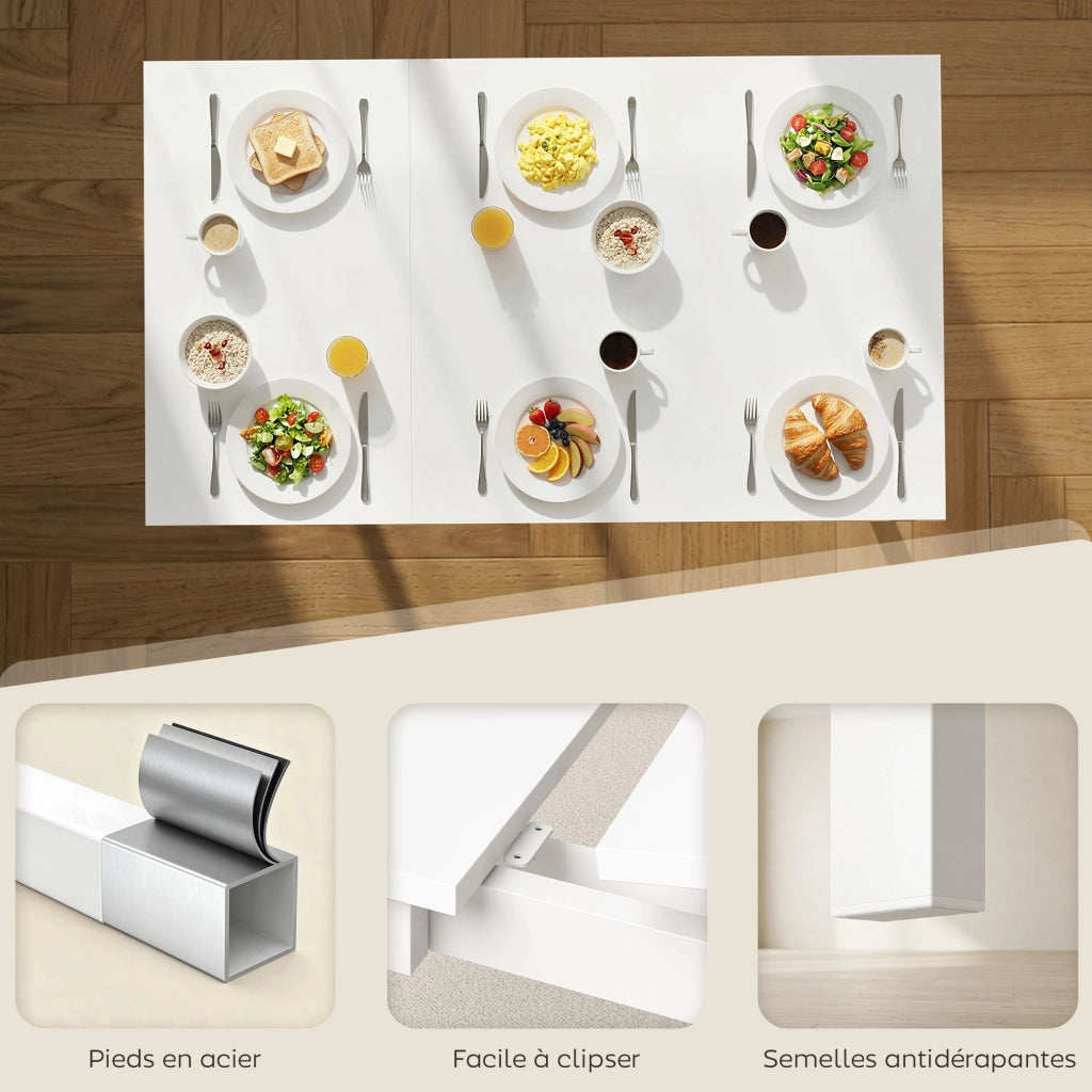 Tavolo da pranzo allungabile 80-120 cm bianco per 4-6 persone ¨C Xylo ¨C Con estensione scorrevole