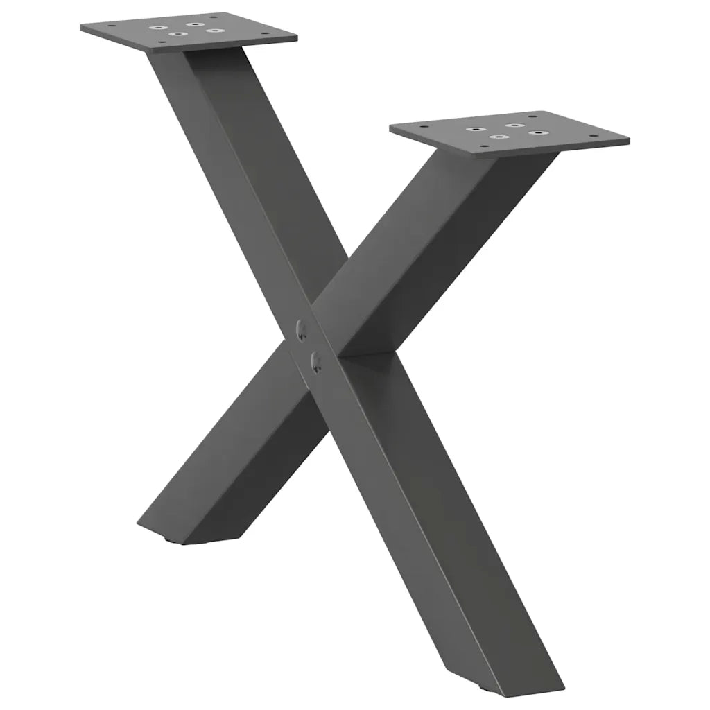 Gambe per Tavolino da Caff¨¨ a Forma di X 2 pz | Piede del tavolo Antracite 60x(30-31) cm Acciaio