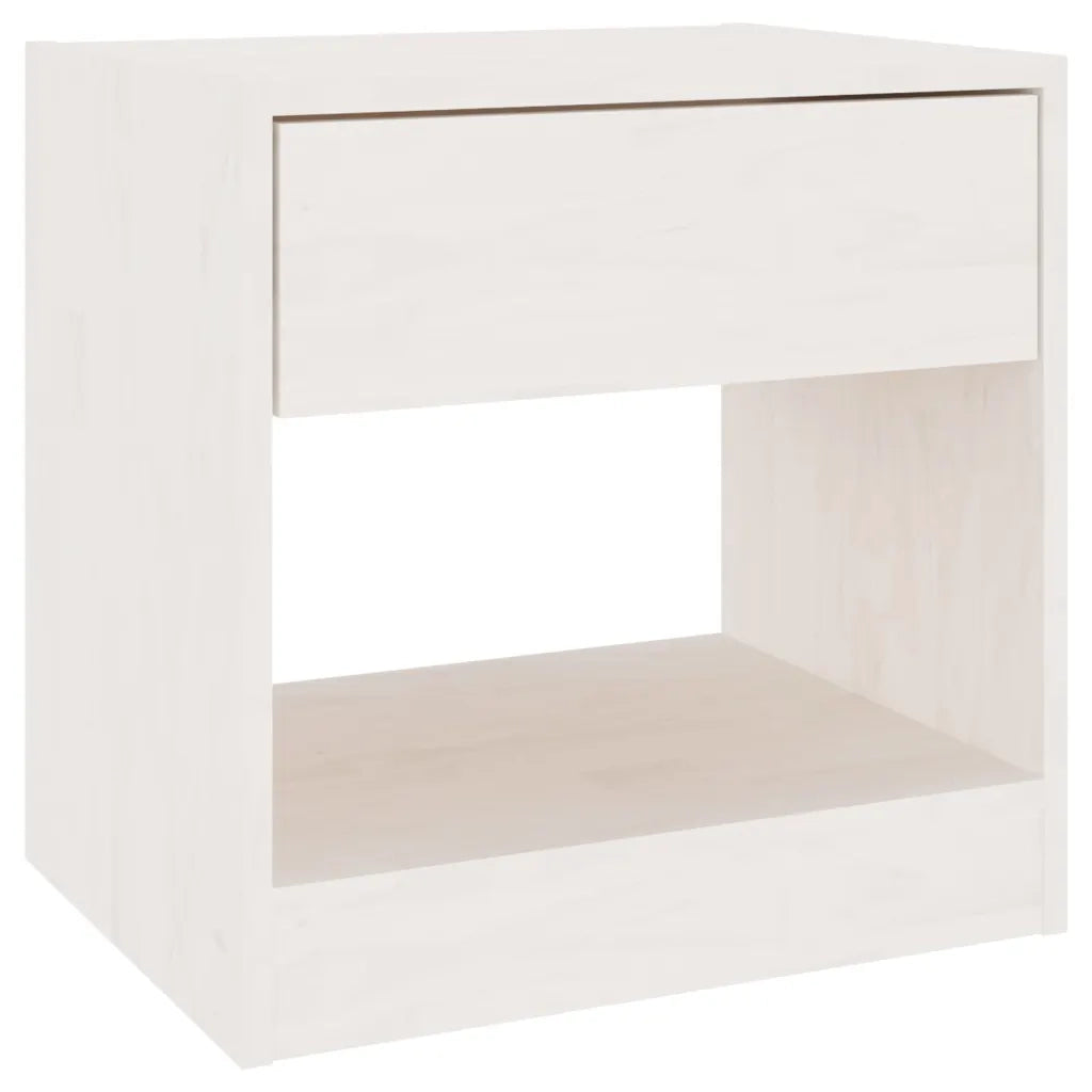 Comodino | Armadio da Notte | Mobiletto da notte Bianco 40x31x40 cm in Legno Massello di Pino