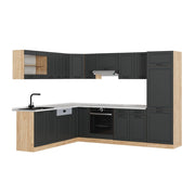 Cucina angolare completa R-Line Antracite rustico/Rovere dorato 287 x 227 cm, PL Marmo Vicco