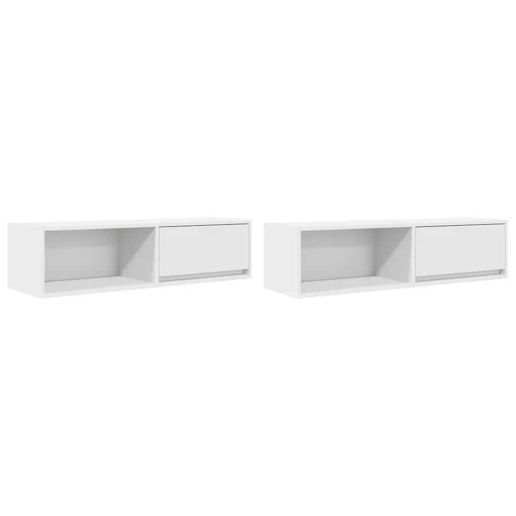 Mobili TV a Parete 2pz Bianchi 100x31x25,5 cm Legno Multistrato 861473