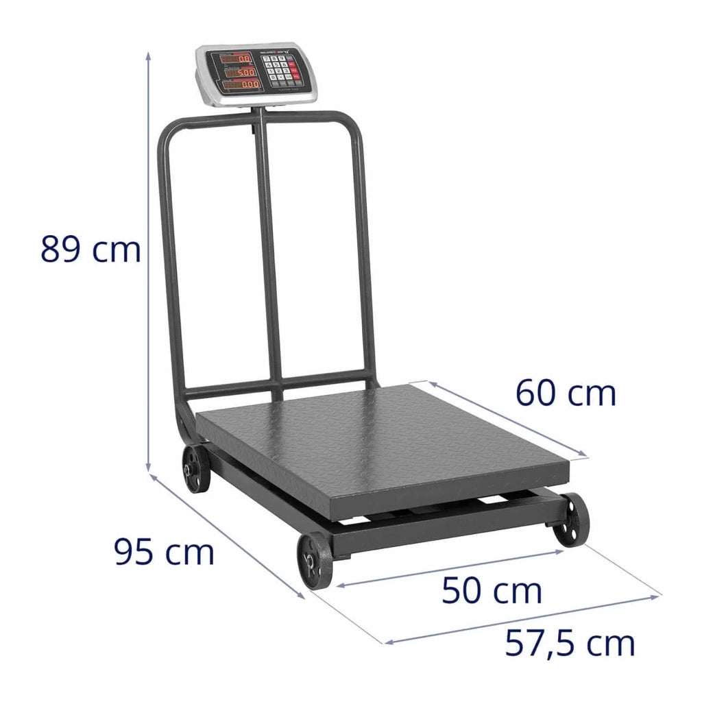 Bilancia a piattaforma professionale industriale mobile - 600 kg / 100 g - Display LED 14_0000651