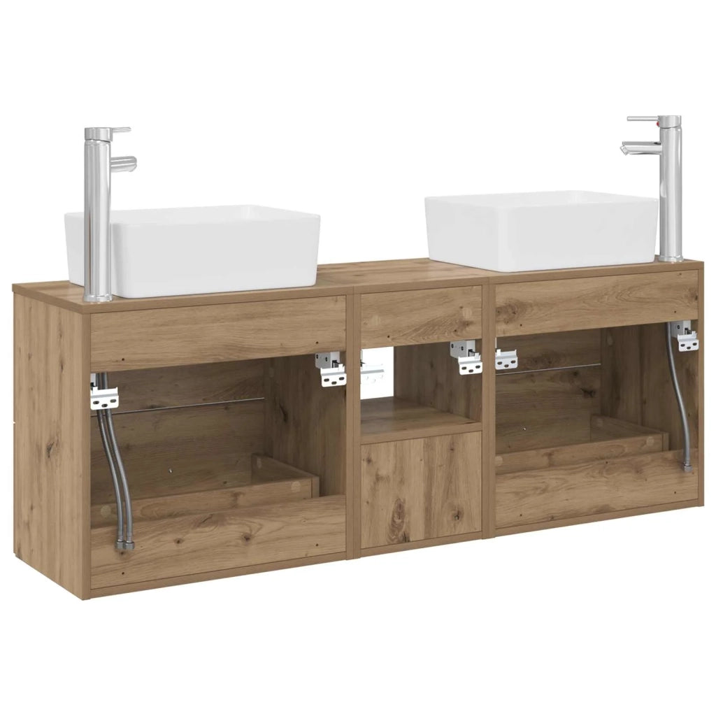 Set di Armadi da Bagno 3 pz Rovere Artigianale 3405858