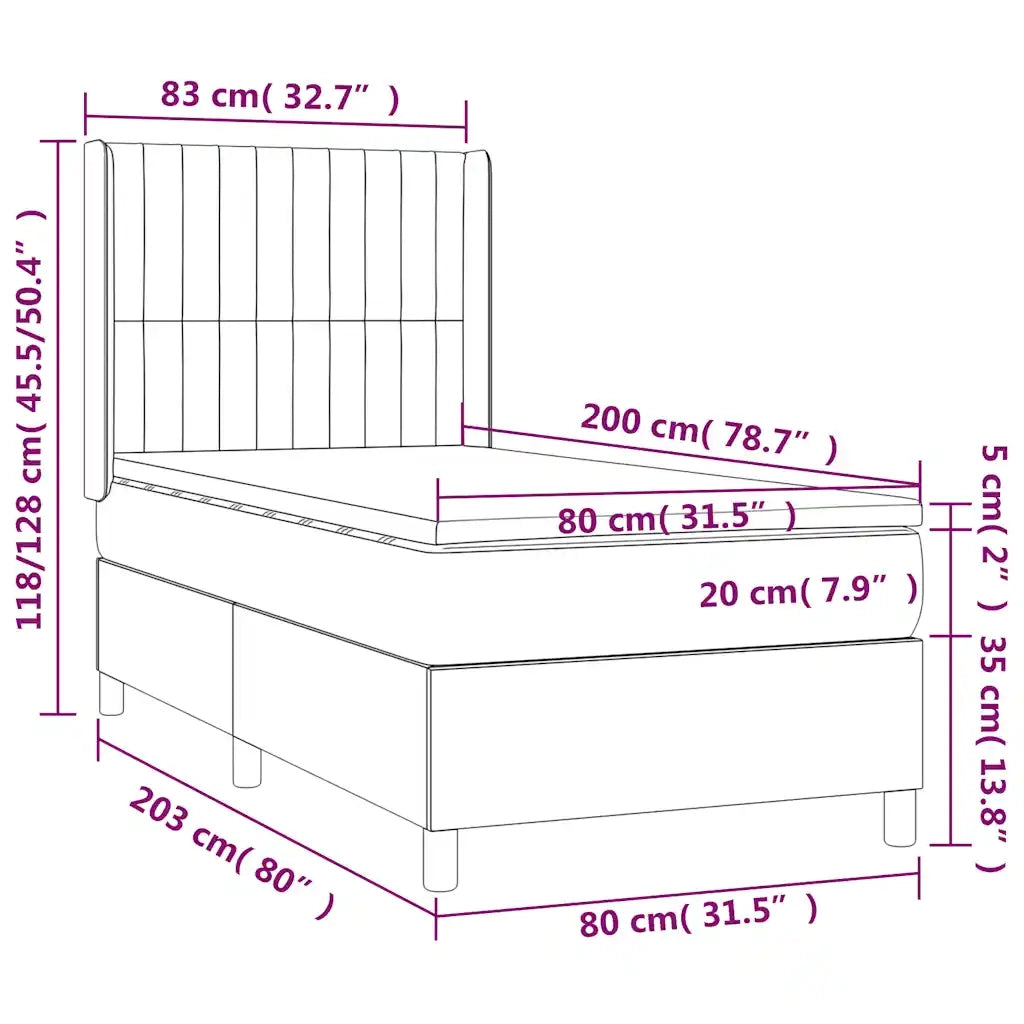 Letto singolo | Letto per adulti | Giroletto a Molle con Materasso Verde Scuro 80x200 cm Velluto