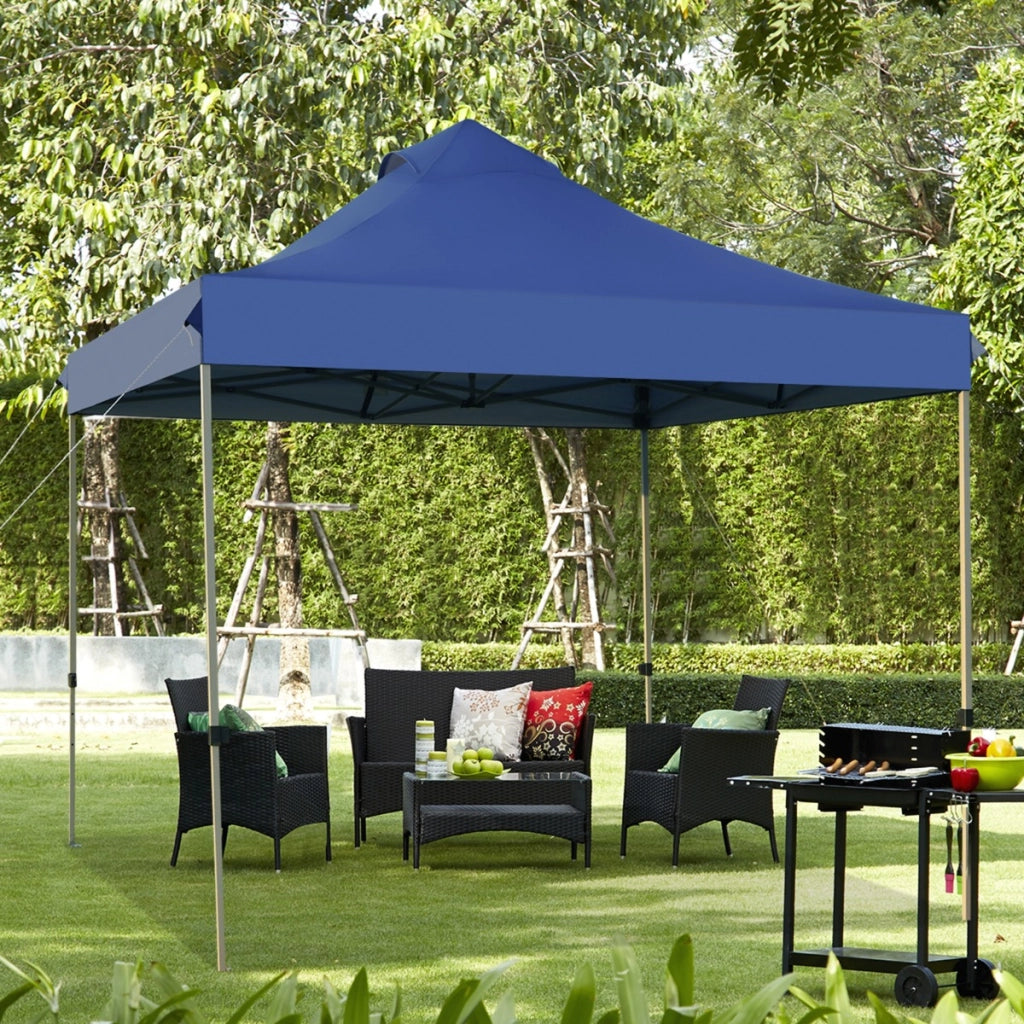 Tendone pop up 3x3m pieghevole impermeabile con borsa a ruote, Tenda da festa all'aperto facile da montare Blu