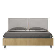 BS COM Letto matrimoniale contenitore 160x190 Quercia cuscini similpelle tortora