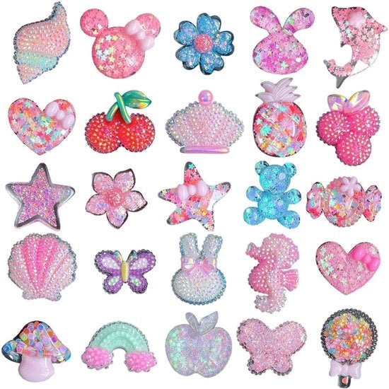 Accessori per scarpe 25 pezzi - Decorazioni per scarpe - Gioielli per scarpe - Articoli in resina - Sostenibili - Adatti a bambini - Decorazioni per scarpe