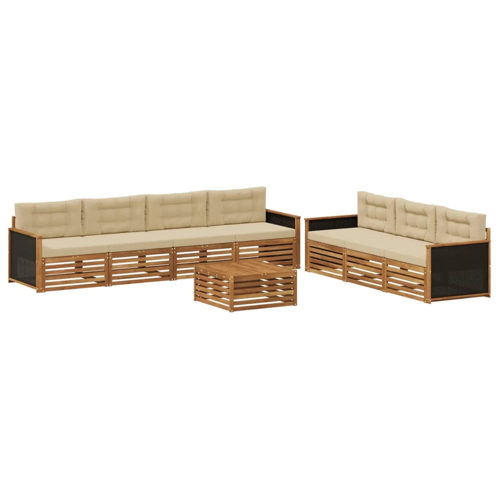 Set di divani da esterno 8 pcs Naturale e Beige 79 x 79 x 37 cm 3383106