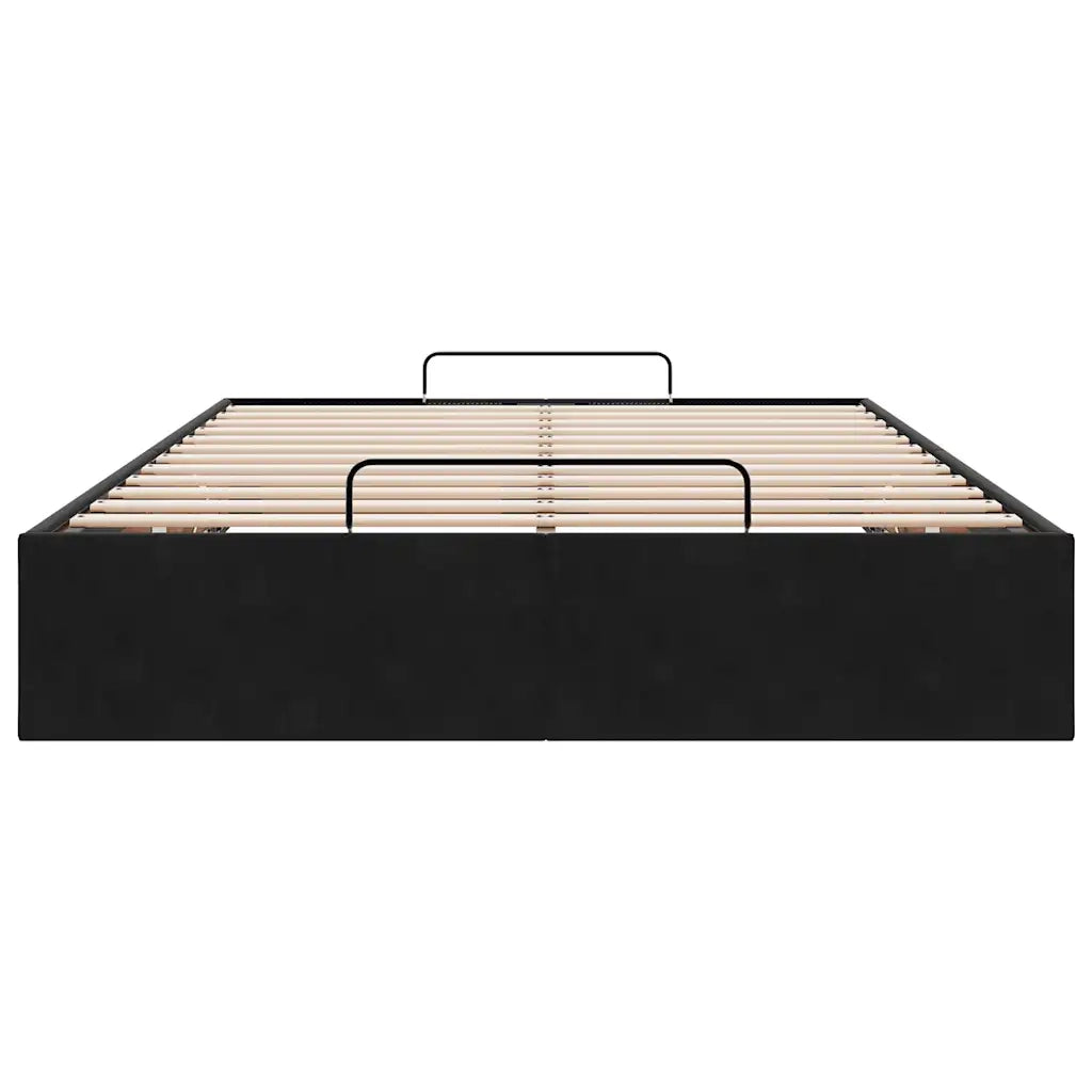 Struttura Letto Pouf senza Materasso-Giroletto con contenitore Nero 120x190 cm Velluto