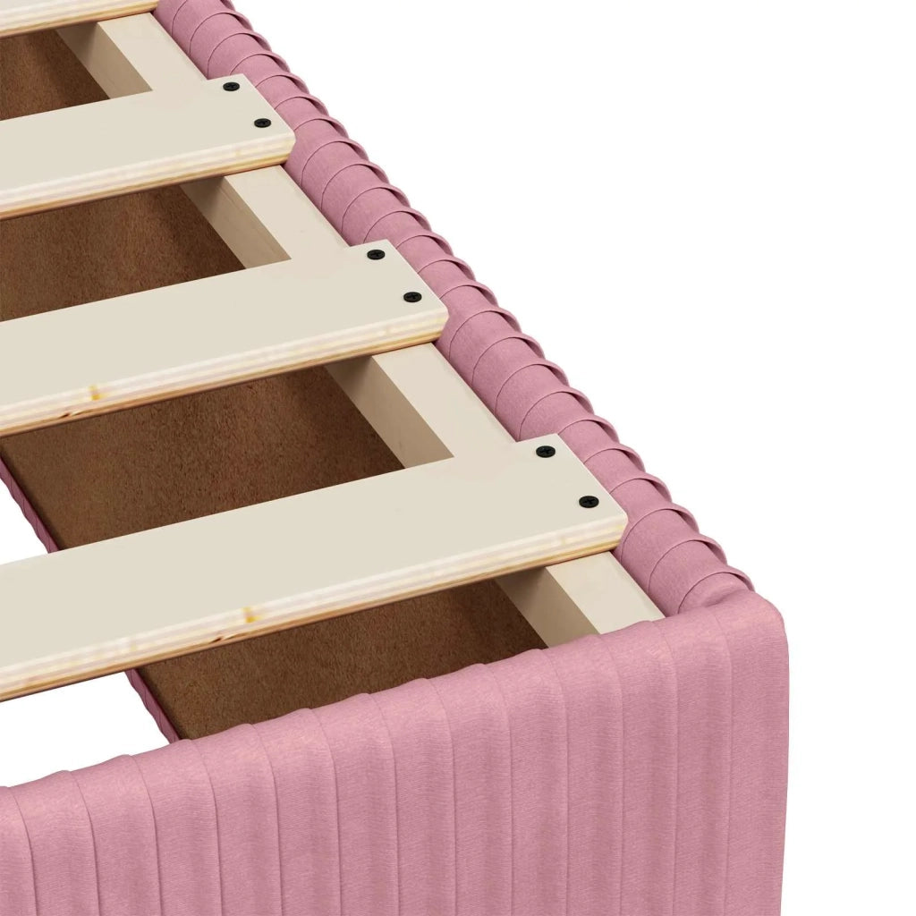 Letto Box Spring LED con Materasso Rosa 100 x 200 cm Velluto 3456010