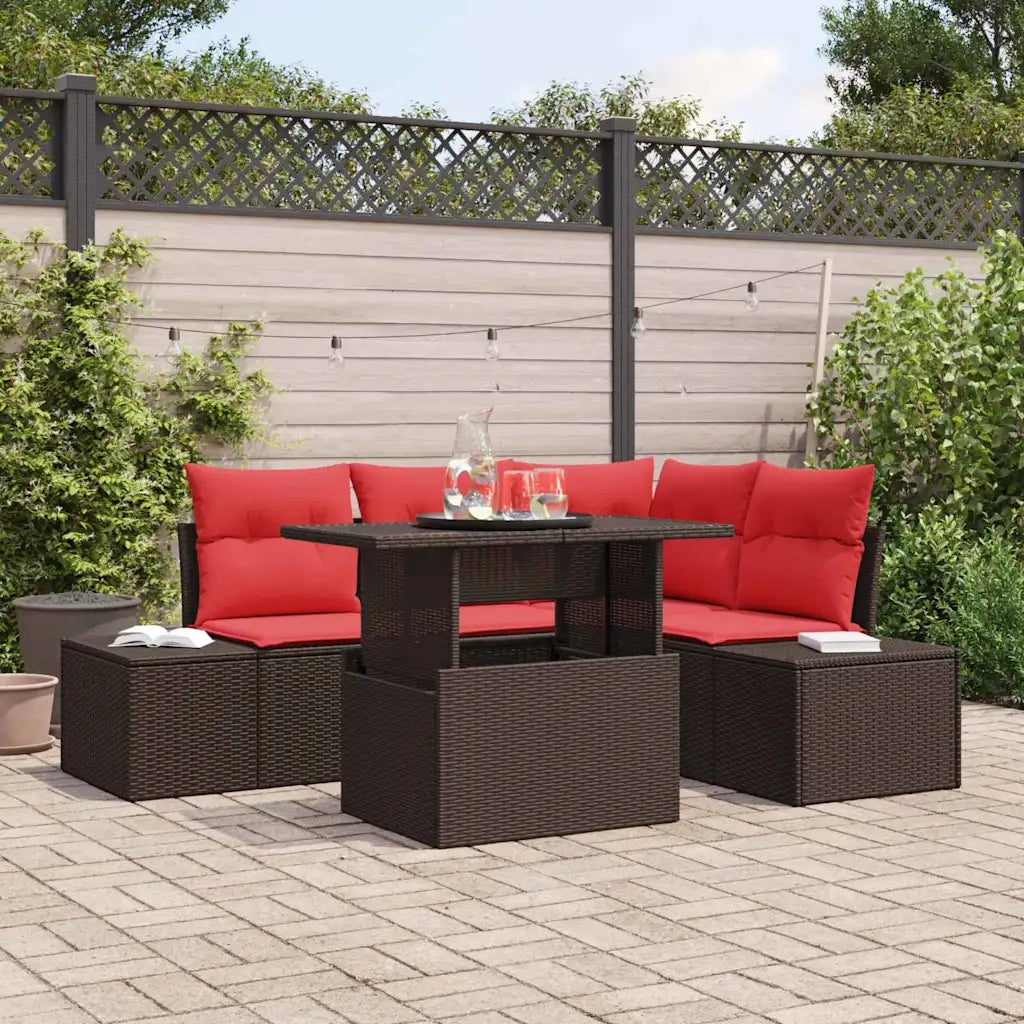 Set Divano da Giardino 5 pz Marrone polyrattan 3357917