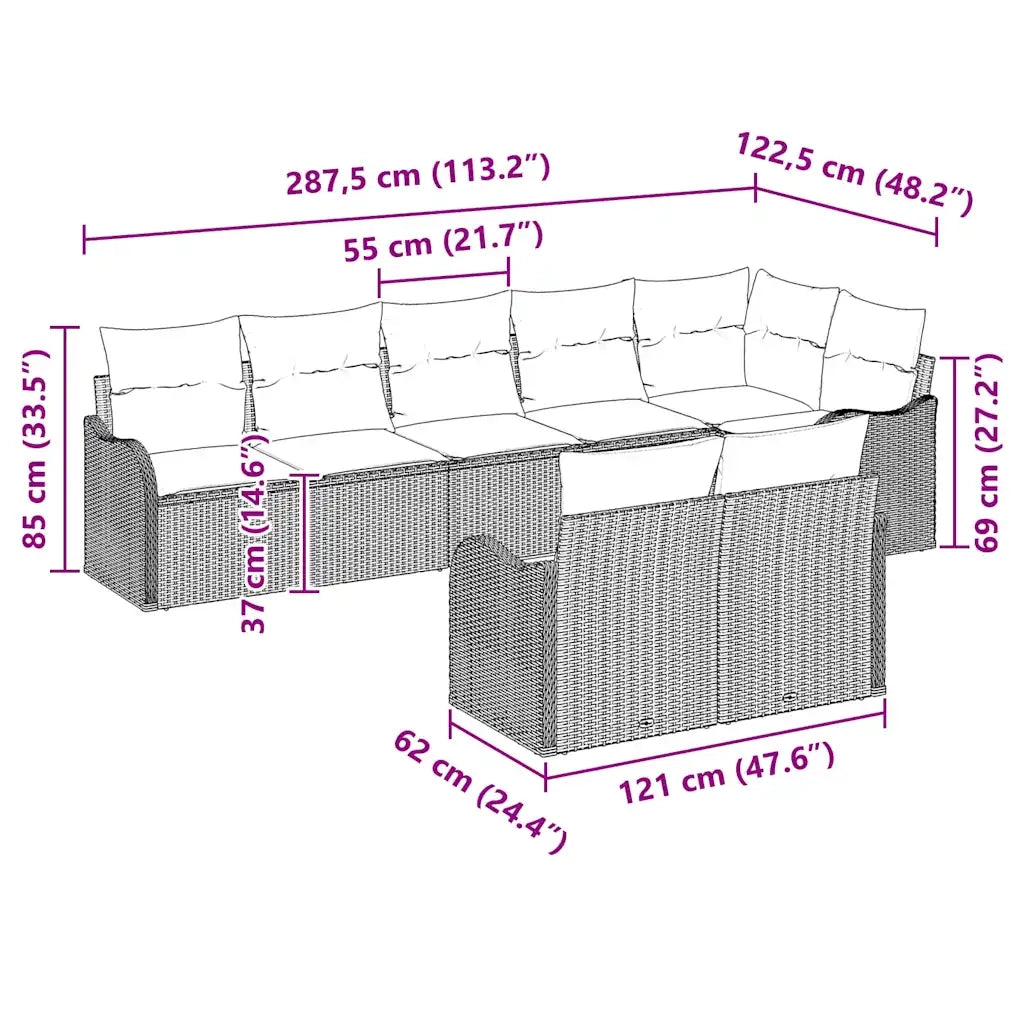 Set Divano da Giardino Marrone polyrattan 3345748