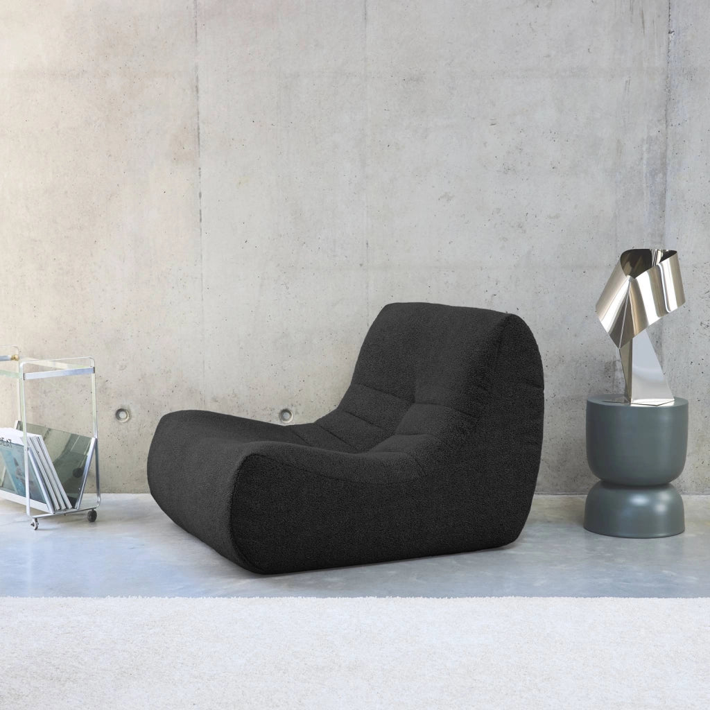 Modulo per divano modulare senza braccioli in bouclé, 1 posto, nero