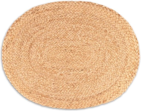 Piatto decorativo ovale in juta intrecciata - set da 4 - piatti decorativi in stile boho