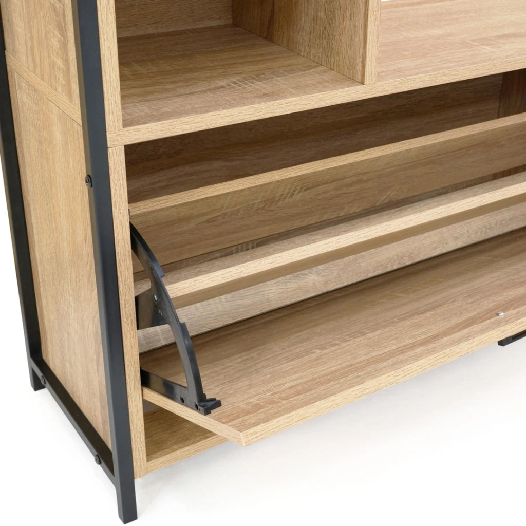 IDMarket - Guardaroba d'ingresso di DETROIT con specchio e scarpiera di design industriale