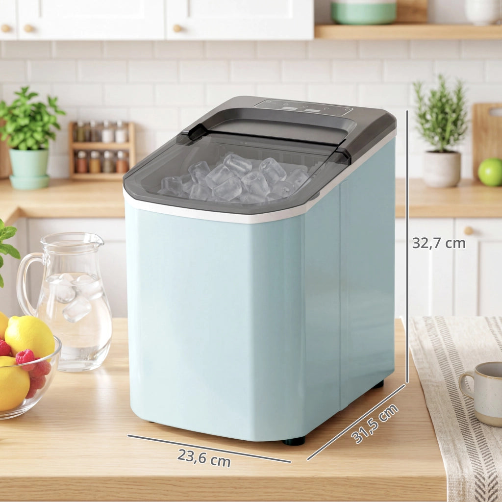 Macchina per il Ghiaccio Autopulente ¨C Minimal ¨C 12 kg/24h, 9 cubetti in 7 minuti, 2 formati, 1.5L, blu