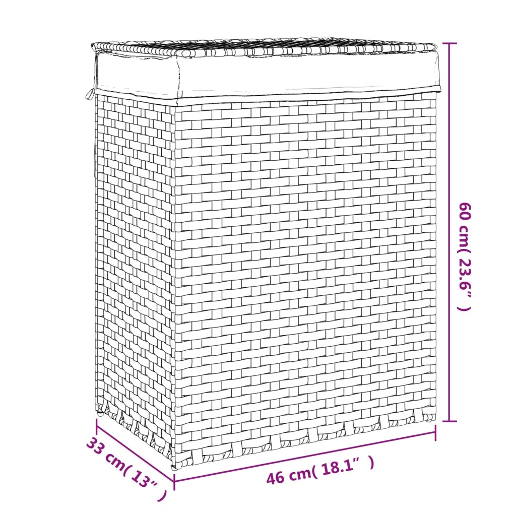Cesto Portabiancheria con Coperchio 46x33x60 cm Polyrattan CFW2589886