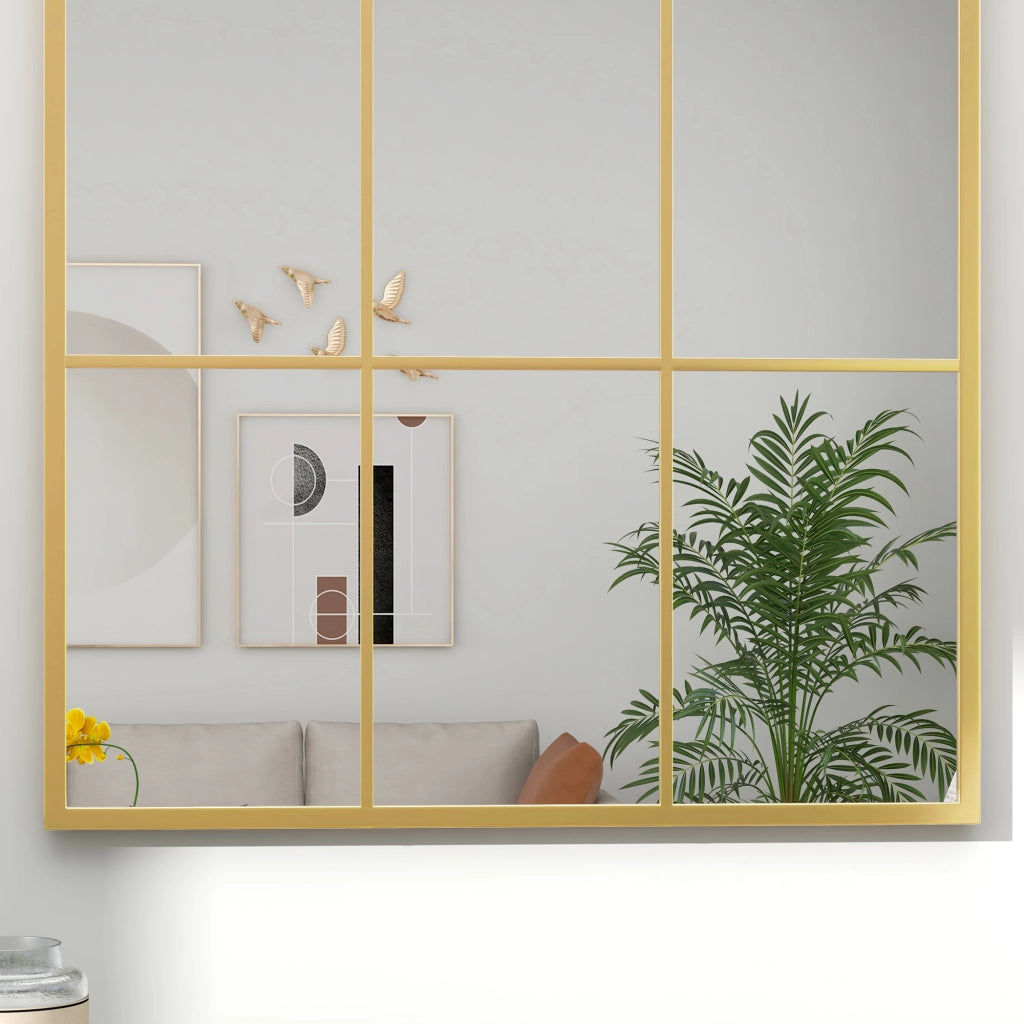 SPECCHIO da Parete 91x60 cm in Metallo Oro con Montaggio a Parete