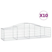 Cestini gabbioni recinzione a gabbia muro di contenimento ad arco 10 pezzi 200 x 50 x 40/60 cm ferro zincato argento 02_0040247