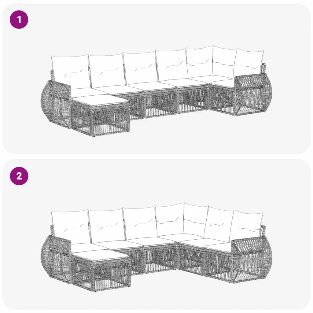 Set Divano da Giardino 7 pz Grigio e Grigio Scuro polyrattan 3435491