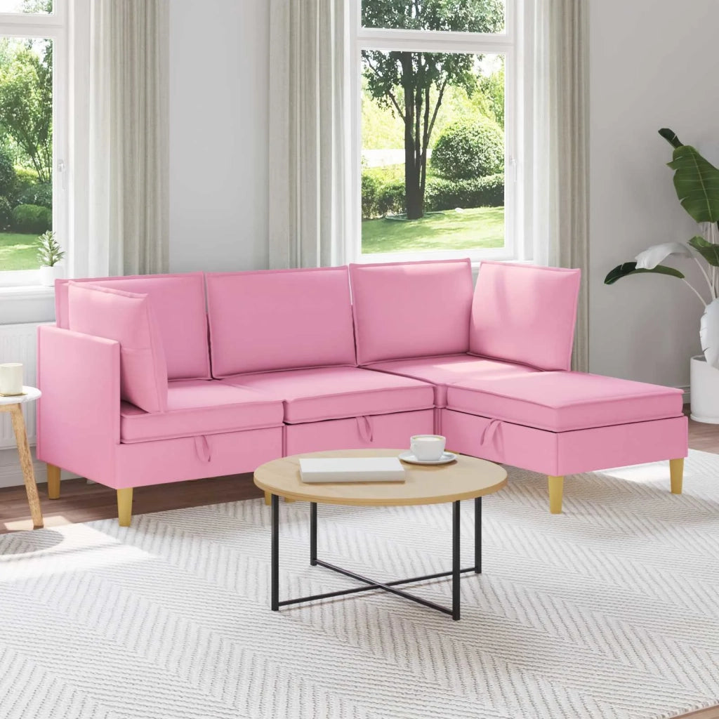 Set di mobili per il soggiorno con cuscino 4 pcs Rosa Tessuto 3413725