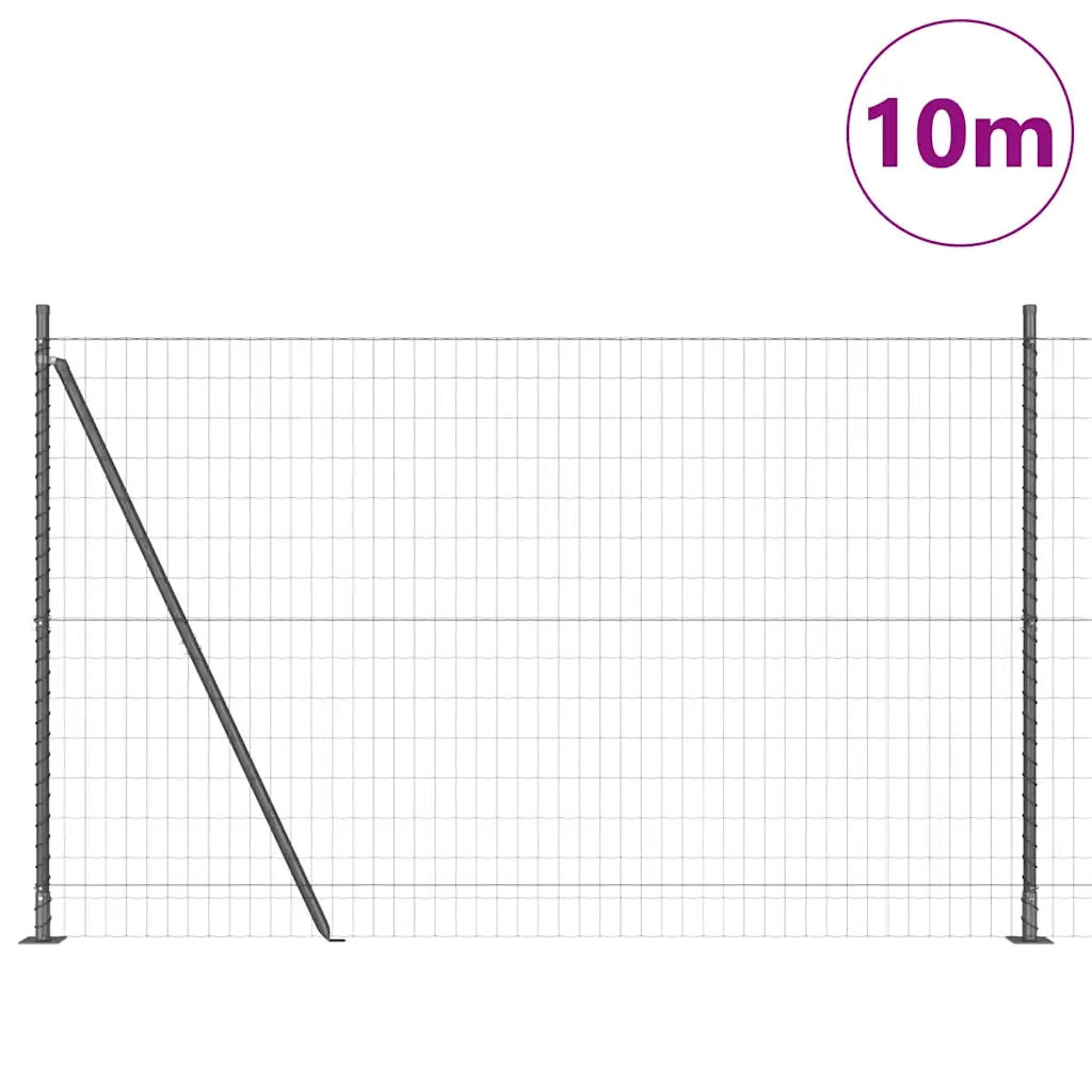 Recinzione con Posto Grigio 1,5 x 10 m Acciaio e PVC 3350913