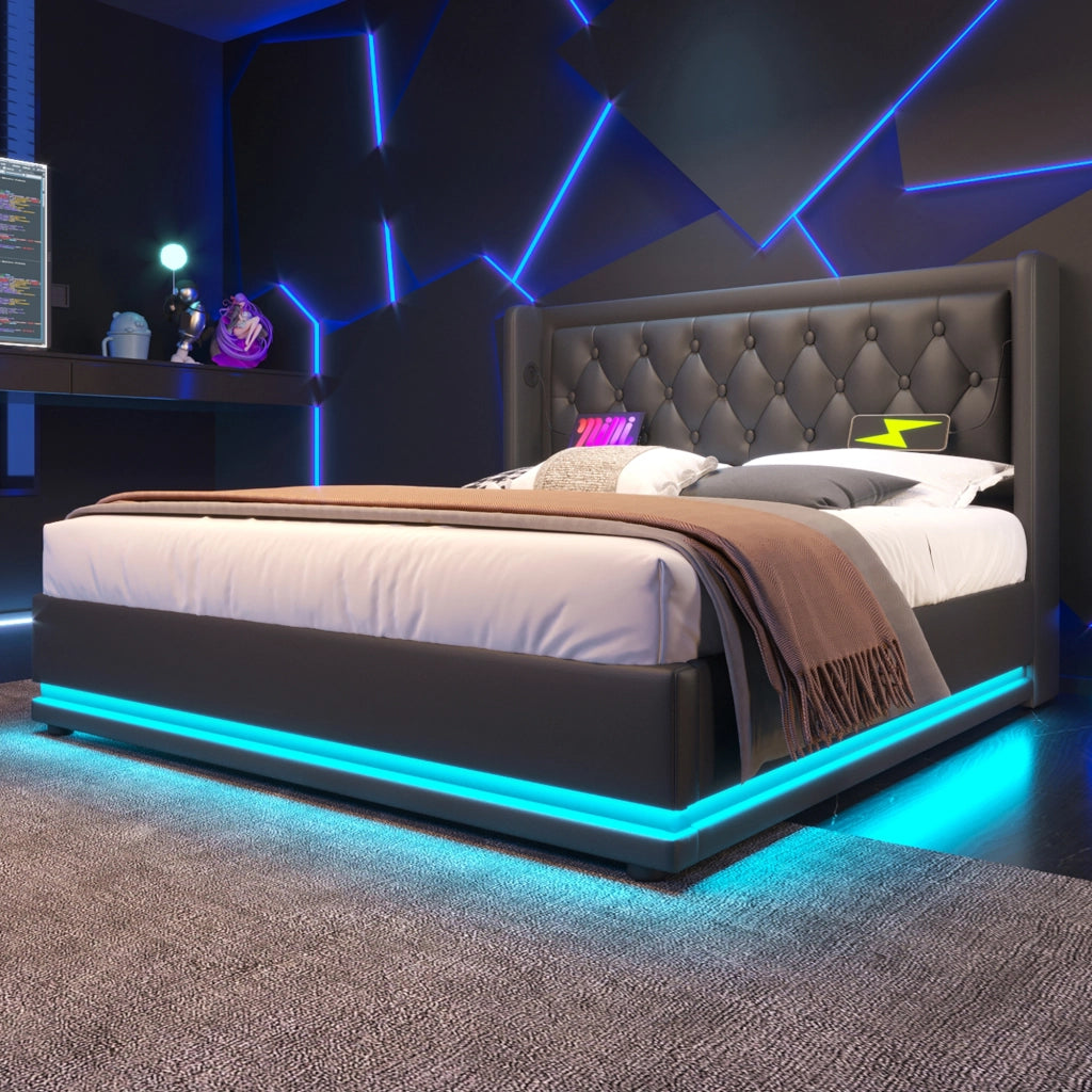 letto imbottito pu nero 140 x 200 cm