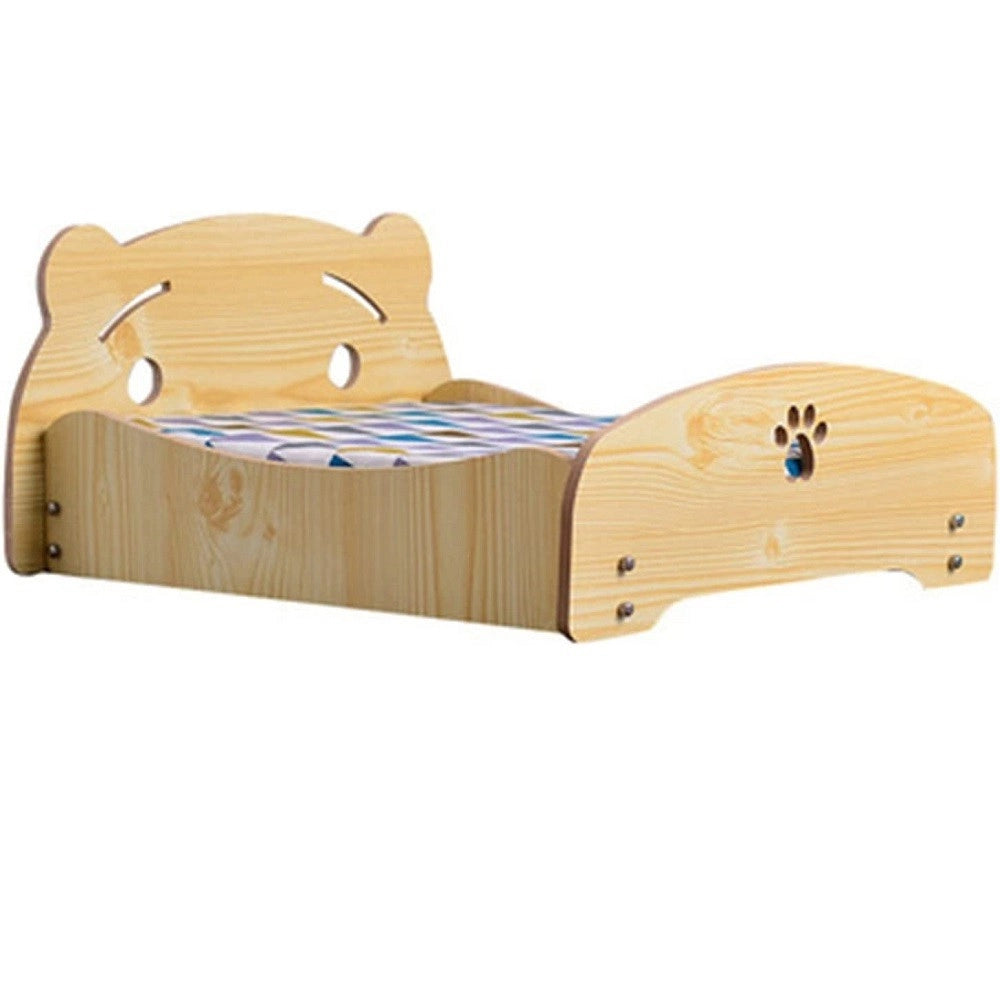 Trade Shop - Letto Cuscino Per Cani Gatti Animali Domestici Durevole In Legno 57 X 47 X 23 Cm -