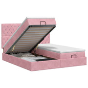 Letto ottomano con materasso con testiera 2 pz Rosa Velluto 3457907