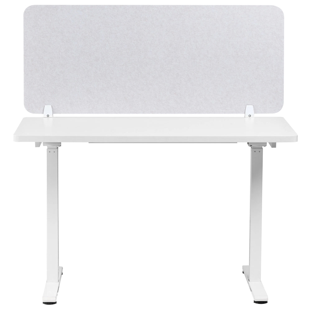 Pannello Divisorio da Scrivania Bianco Sporco in PET con Rivestimento in Tessuto 120 x 50 cm Schermo Acustico per Ufficio e Home Office