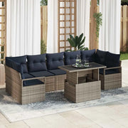 Set Divano da Giardino 8 pcs grigio e blu navy polyrattan 3348781