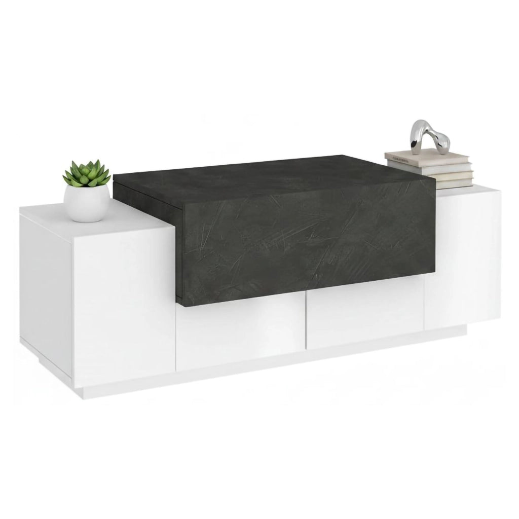 Madia Aspera, Credenza 3 Vani Made in Italy, 120x45x46h cm Bianco Lucido