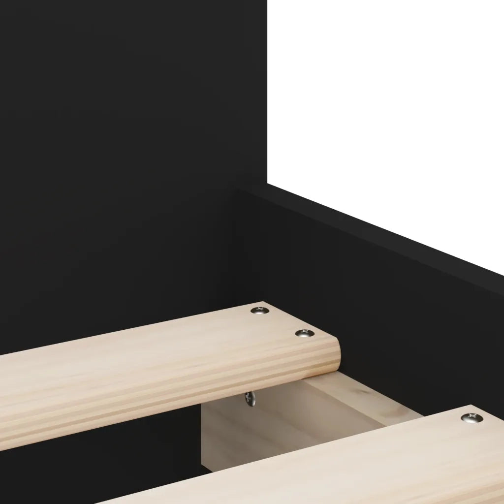 Letto singolo | Letto per adulti | Giroletto Nero con Cassetti 75x190 cm Small Single