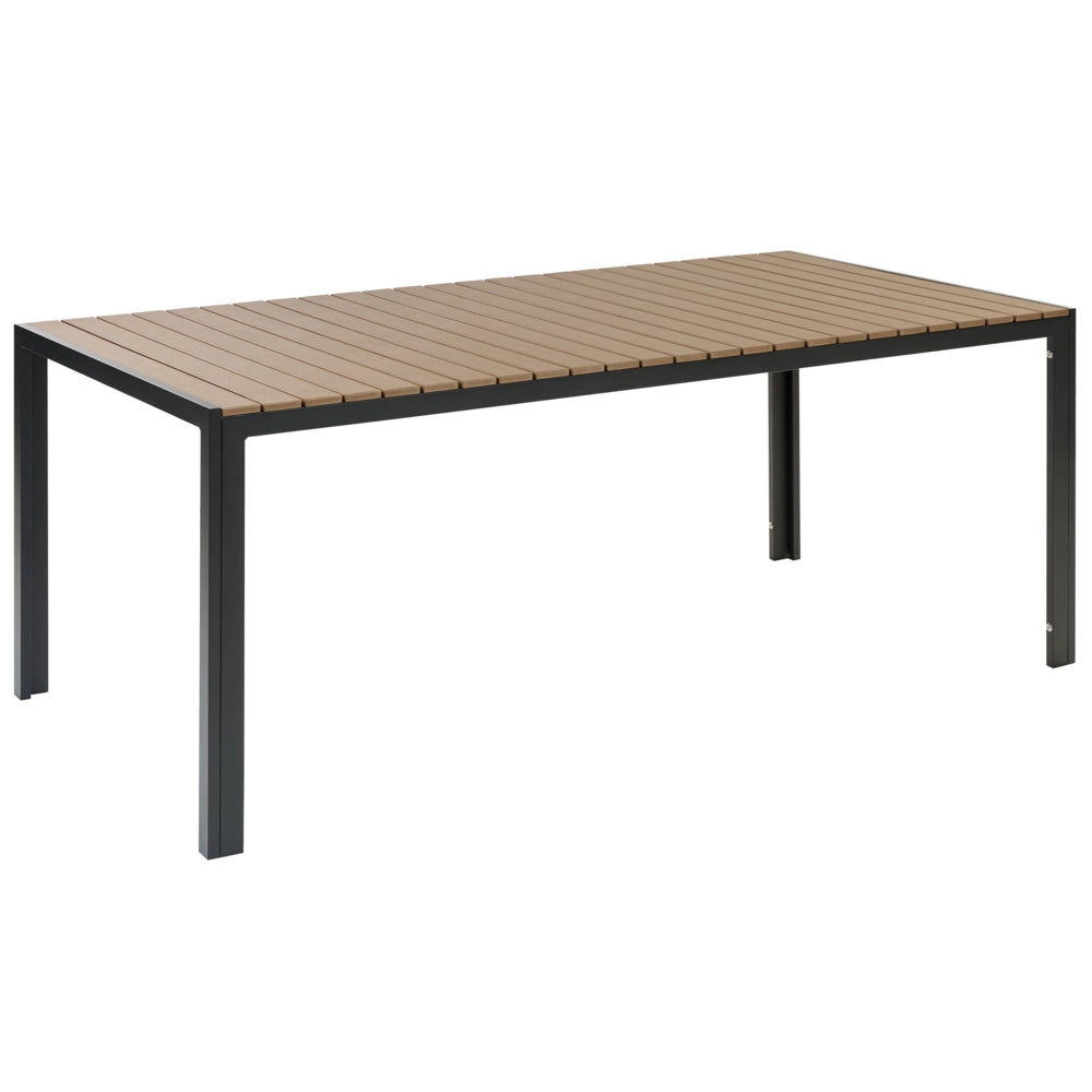 Set da Pranzo da Giardino Tavolo Rettangolare 2 Panche Telaio Alluminio anodizzato Legno Chiaro e Nero esterno terrazzo