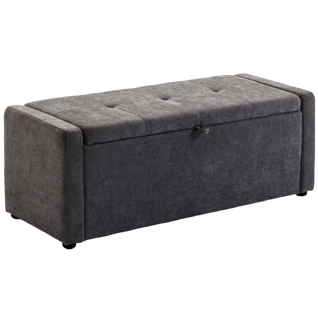 Pouf contenitore ¨C Xylo ¨C tessuto grigio scuro 122x48x44 cm