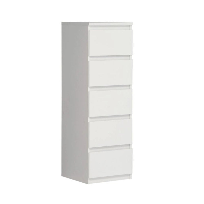 Cassettiera Morgan 5 cassetti 41.8 x 42.2 x H 128 cm. colore bianco opaco