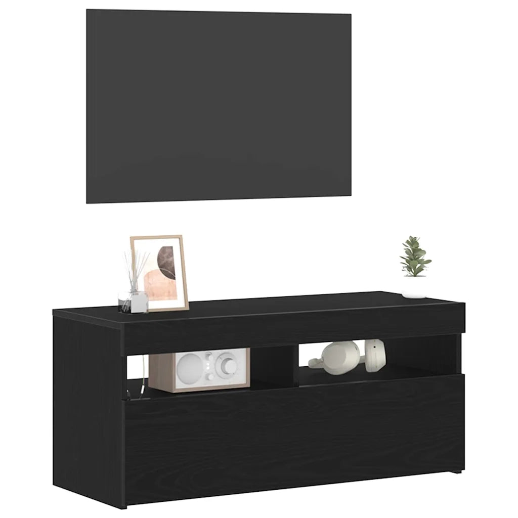 Mobile TV-Credenza per TV-Console TV Rovere Nero 90 x 35 x 40 cm Legno multistrato 876869