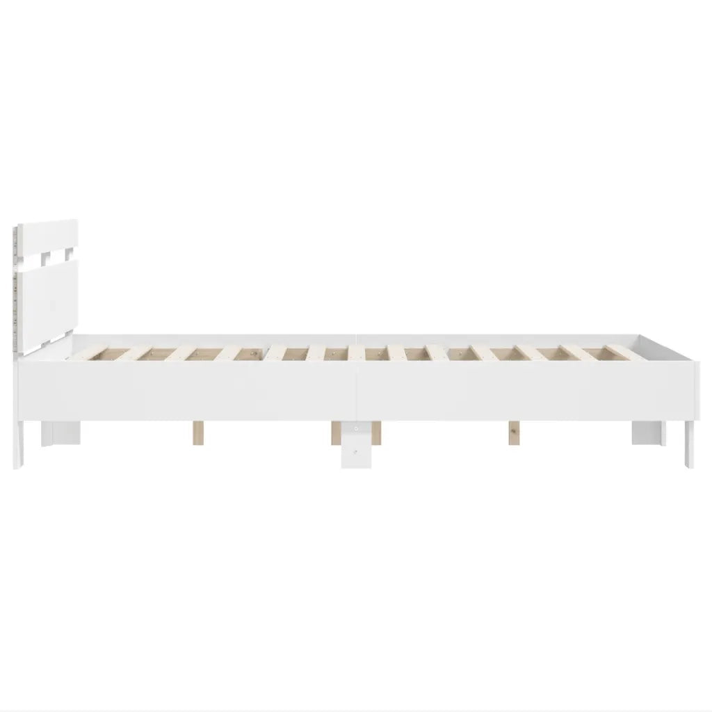 Letto matrimoniale | Letto per adulti | Giroletto con Testiera e LED Bianco 135x190 cm