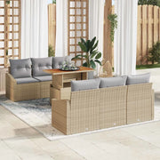 Set Divano da Giardino 7 pcs Beige Poly Rattan
