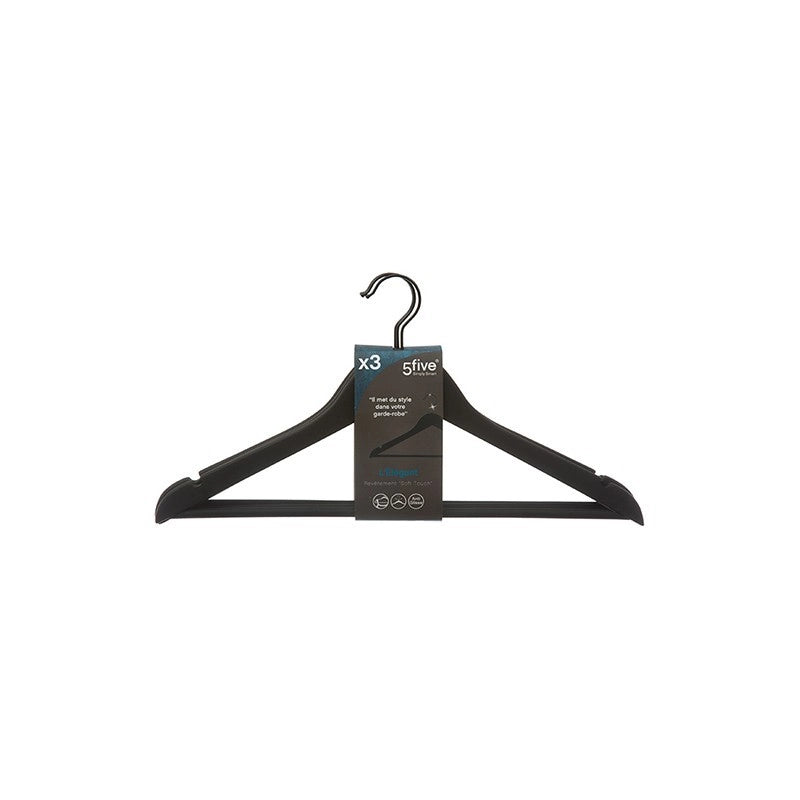 Set 3 grucce in legno e gomma antiscivolo nero