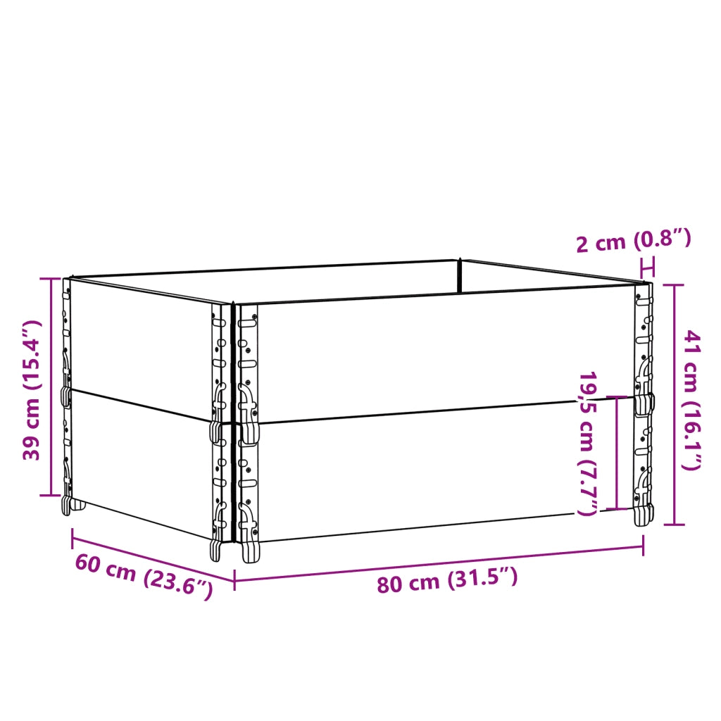 Paretali per Pallet 2pz Marroni 80x60cm Legno Massello di Pino 4010271