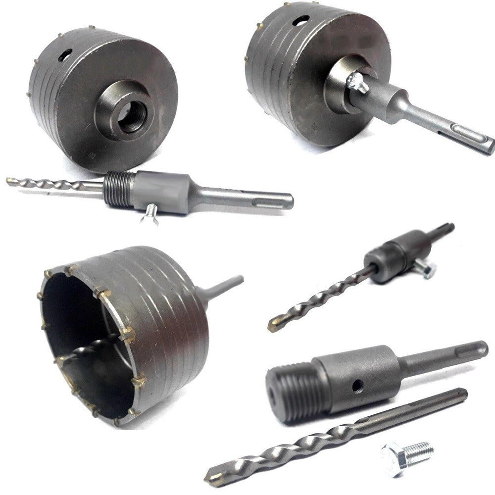 Trade Shop - Fresa Carotatrice A Tazza Per Muro Da 30mm A 130mm + Asta Da 11 Cm Sds Plus -       65 Mm
