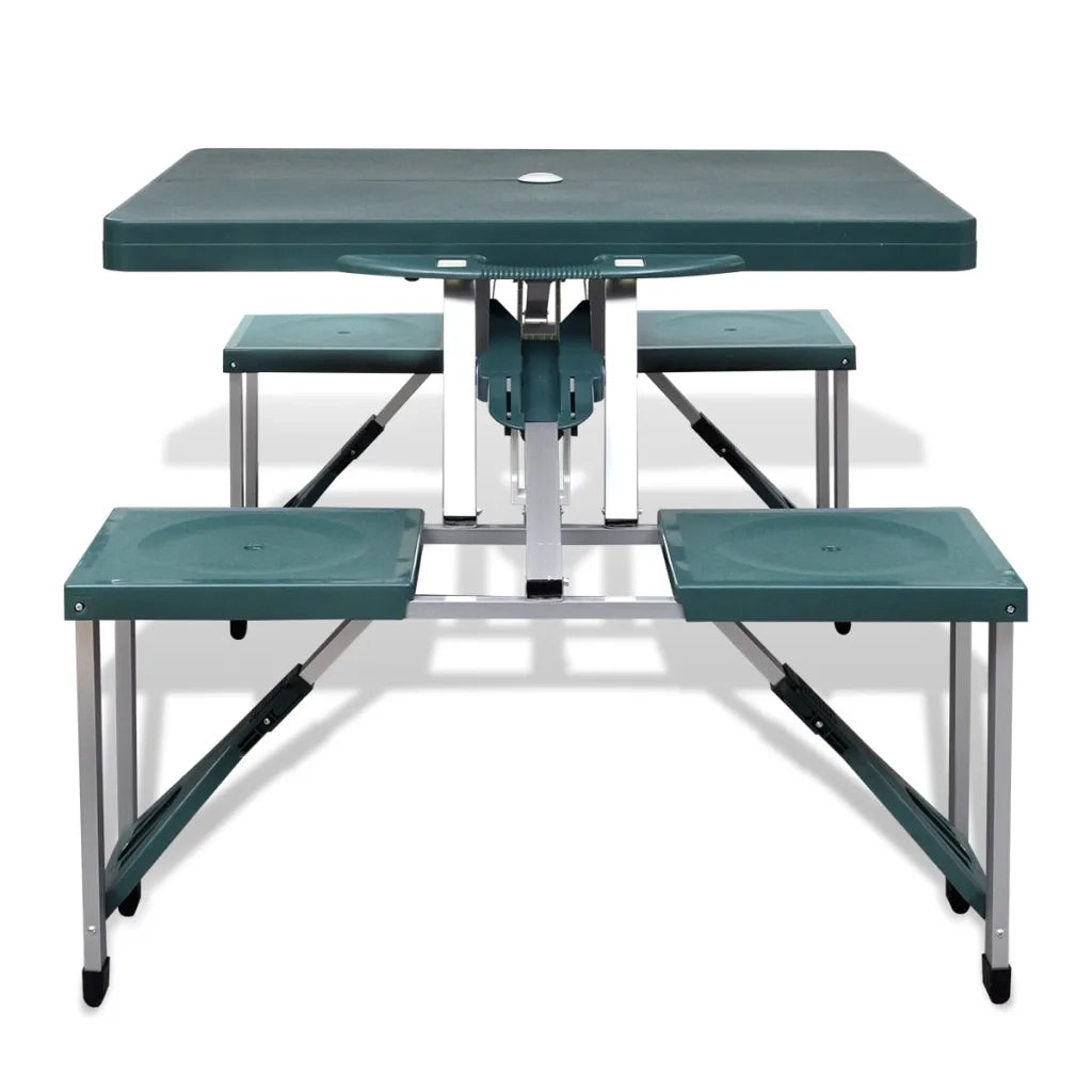 Set Tavolo da Campeggio con 4 Sedie in Alluminio Leggero Verde 41456